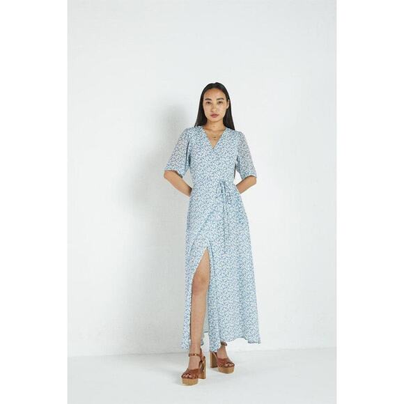 Reistor XS Summer Rains Maxi Wrap Dress Forget Me Not Blue - Picture 1 of 11